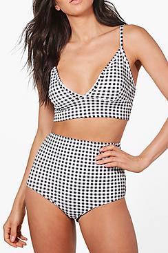 Boohoo Matilda High Waist Gingham Knicker