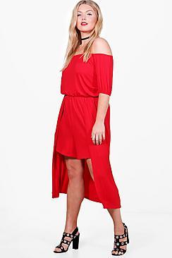 Boohoo Plus Katie Off The Shoulder Playsuit