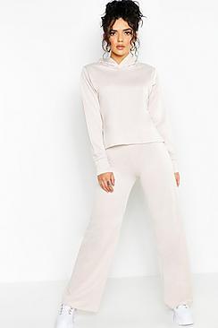 Boohoo Hoody With Raw Edge Wide Leg Pants
