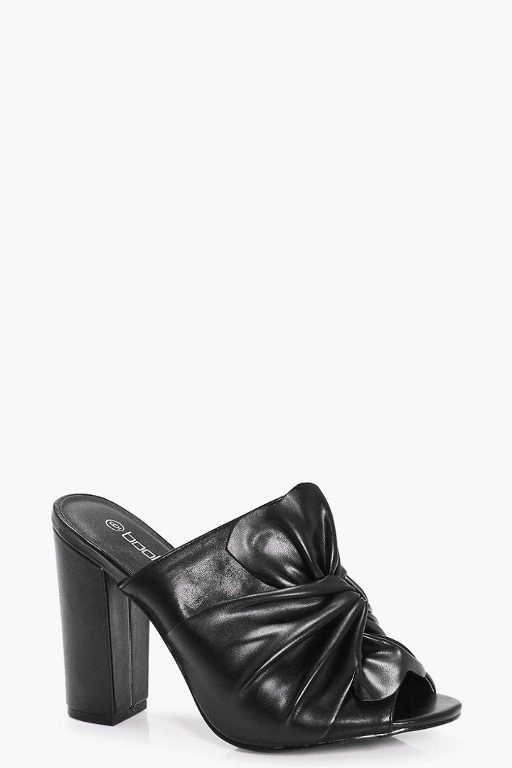 Boohoo Lola Wrap Front Block Heel Mule Black