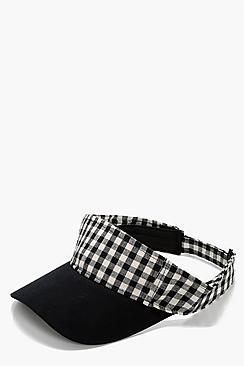 Boohoo Olivia Gingham Trim Visor Cap