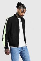 Boohoo Neon Side Tape Bomber Jacket