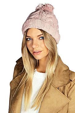 Boohoo Rosie Chunky Knit Bobble Hat