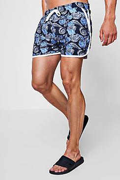 Boohoo Shell Print Runner Swim Short