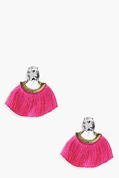 Boohoo Anna Statement Gem Tassel Earrings