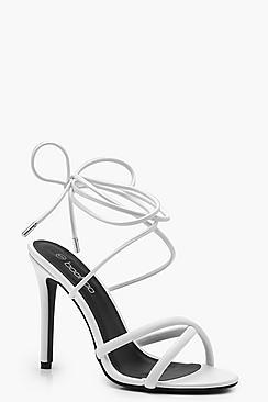Boohoo Cross Strap Wrap Ankle Heels