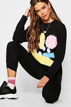Boohoo Abstract Print Long Sleeve T-shirt