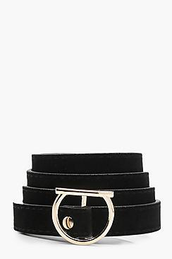 Boohoo Lola Suedette Skinny Flat O Ring Belt