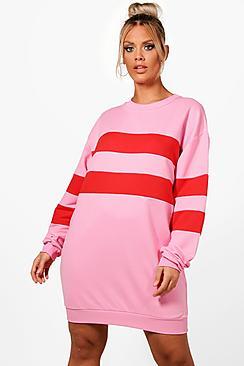 Boohoo Plus Cassie Contrast Stripe Sweat Dress