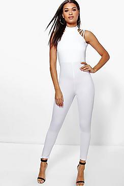 Boohoo Suzi Strap Work Skinny Leg Jumpsuit