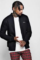 Boohoo Man Signature Front And Back Embroidered Bomber