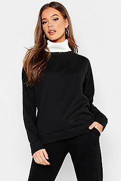 Boohoo Notch Front High Neck Sweat