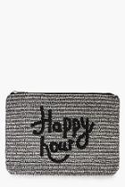 Boohoo Emma Beaded Slogan Clutch Bag