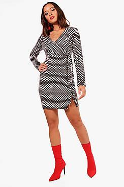 Boohoo Emma Polka Dot Wrap Dress