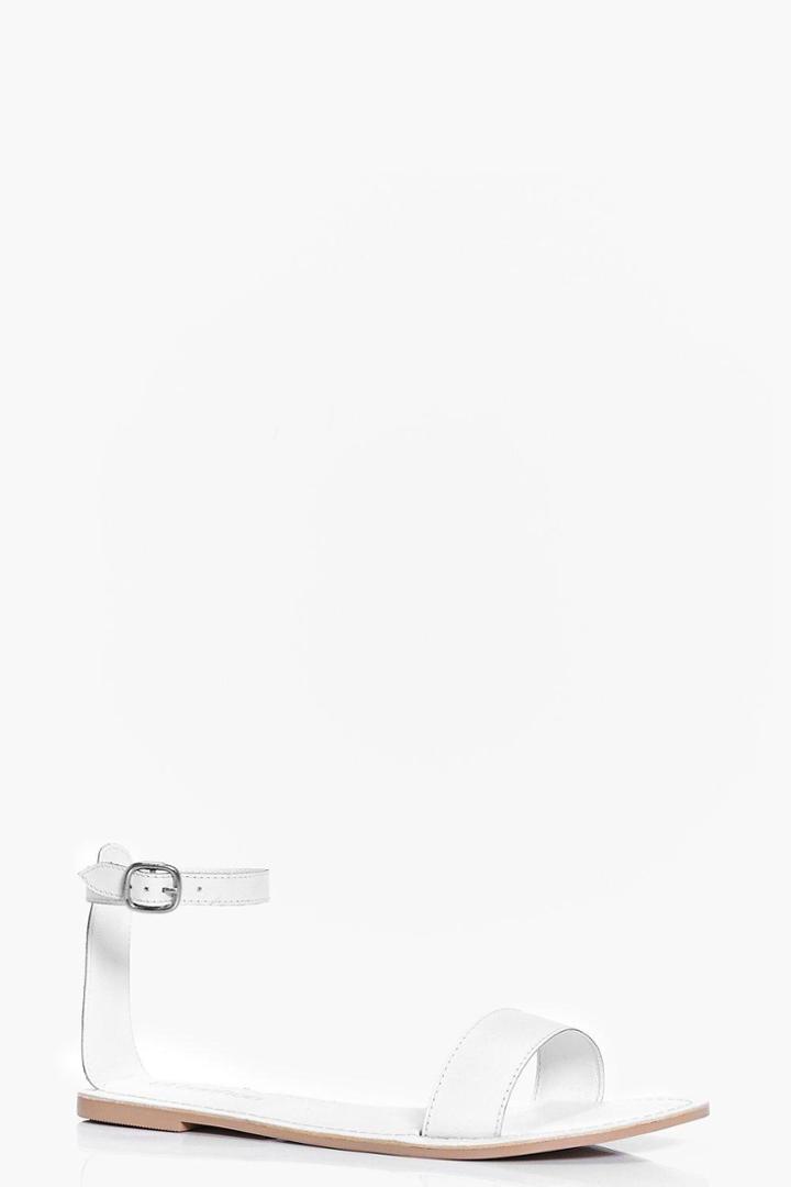 Boohoo Evelyn Two Part Leather Sandal White