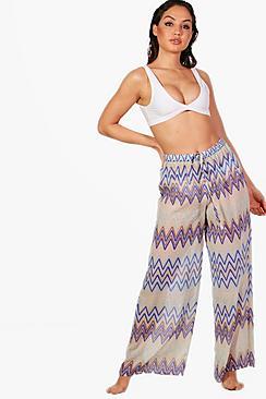 Boohoo Kirsty Zig Zag Beach Trousers