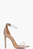 Boohoo Evelyn Clear Strap Two Part Sandal Nude
