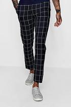 Boohoo Dele Tapered Fit Trouser In Navy Windowpane Check