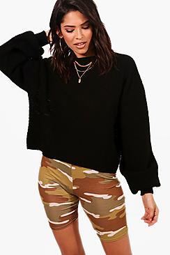 Boohoo Isabel Oversized Wide Sleeve Crop Jumper
