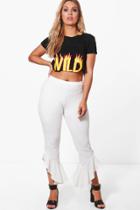 Boohoo Plus Liz Frill Detail Trouser White