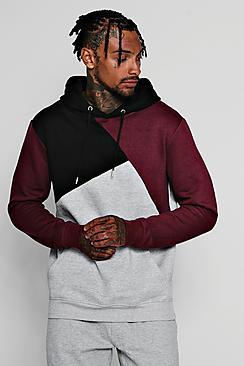 Boohoo Spliced Colour Block Over The Head Hoodie