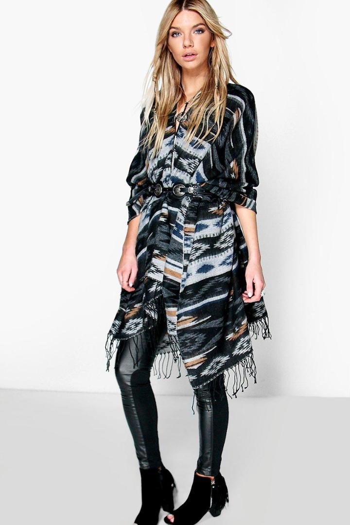Boohoo Nina Tribal Aztec Festival Cape Multi