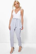 Boohoo Eva Drape Side Woven Tailored Joggers Grey
