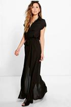 Boohoo Carraine Maxi Shirt Dress Black