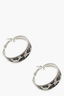 Boohoo Glitter Leopard Hoop Earings