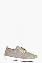 Boohoo Sophie Glitter Jersey Lace Up Trainer
