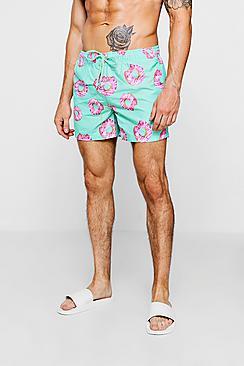 Boohoo Doughnut Printed Swim Shorts