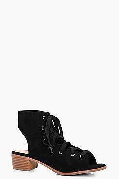 Boohoo Anna Lace Up Block Heel Sandal