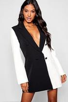 Boohoo Monochrome Contrast Blazer Dress