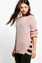 Boohoo Erin Oversized Side Strap Detail Jumper Rose