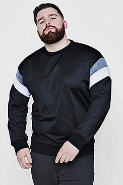 Boohoo Big And Tall Tricot Colour Block Sweater