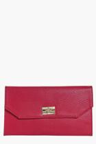 Boohoo Eliza Twist Look Clutch Bag Berry