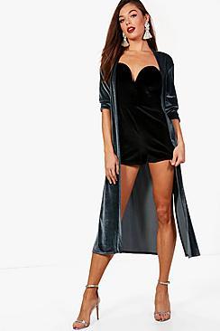 Boohoo Amy Velvet Duster
