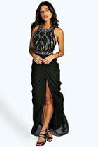Boohoo Sia Boutique Embellished Ruched Maxi Dress