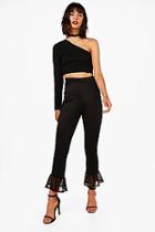 Boohoo Alexandra Mesh Ruffle Hem Skinny Trousers