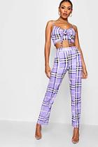 Boohoo Megan Check High Waisted Trouser