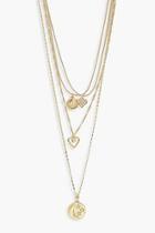 Boohoo Moon And Heart Layered Necklace