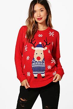 Boohoo Grace Pom Pom Christmas Jumper