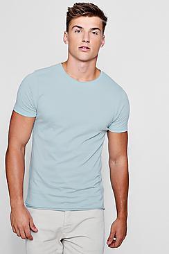 Boohoo Raw Roll Edge Crew Neck T-shirt