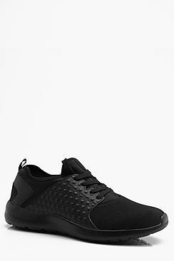 Boohoo Mesh Front Textured Side Trainer