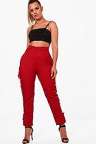 Boohoo Plus Lizzie Woven Lace Up Eyelet Side Trouser
