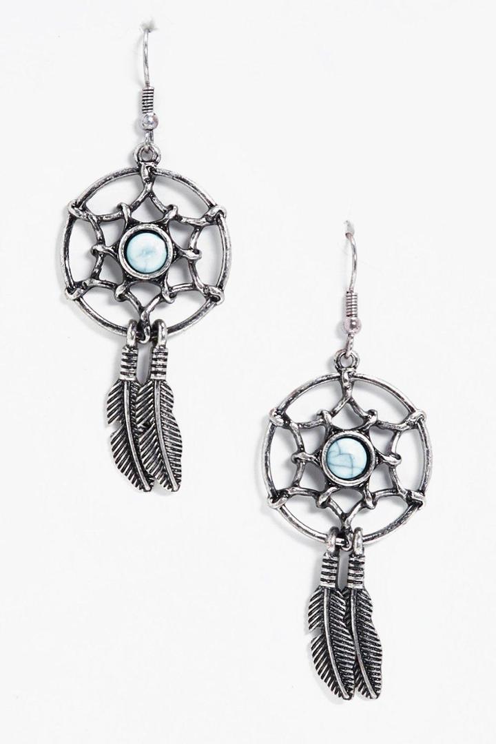 Boohoo Natasha Dreamcatcher Earrings Silver