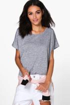 Boohoo Lexi Melange Knitted T-shirt Grey