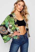 Boohoo Karina Palm Chain Wide Sleeve Kimono