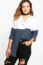 Boohoo Jess Colour Block Woven Shirt White