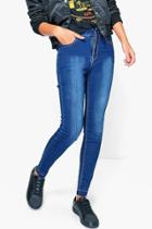 Boohoo Kellie Let Down Hem Skinny Jeans Indigo